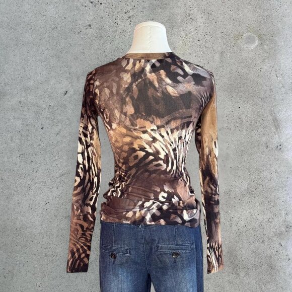 vintage micromesh animal print long sleeve top - Picture 5 of 8